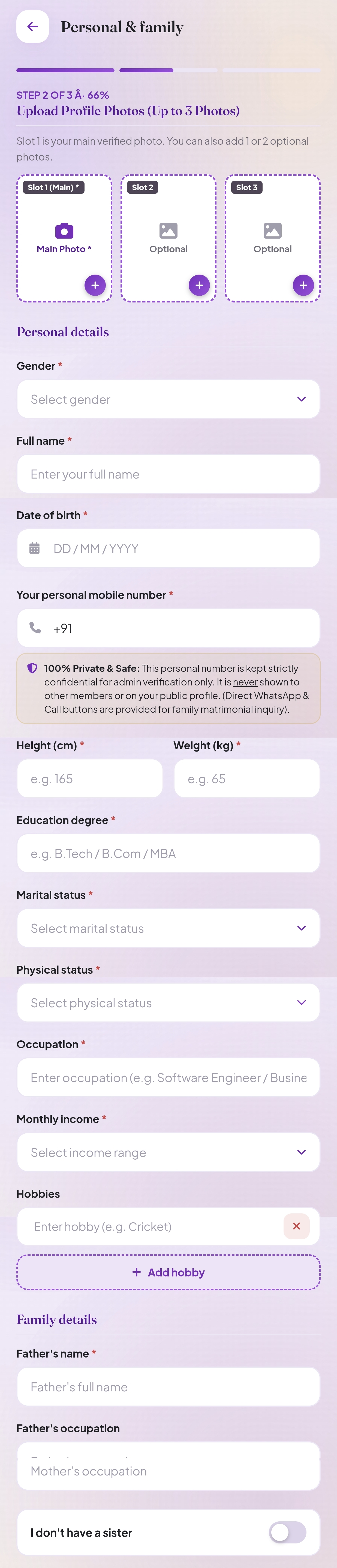 Lagna Setu Screen 5 - Personal & Family Biodata