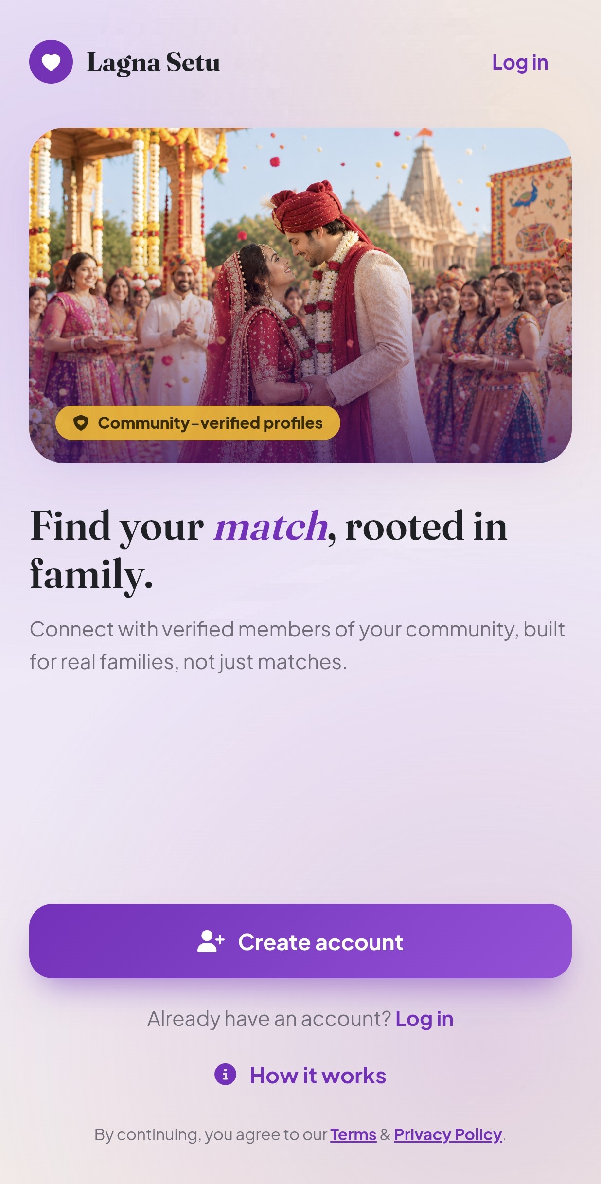 Lagna Setu Screen 1 - Welcome Onboarding